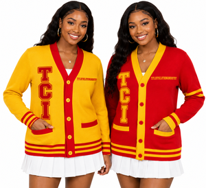 เสื้อสเวตเตอร์คอวี Zeta Phi Beta สำหรับชมรม/สมาคม/โรงเรียน/วิทยาลัย/มหาวิทยาลัย  คาร์ดิแกนถักลายโลโก้สำหรับทุกเพศ - Product Image 3