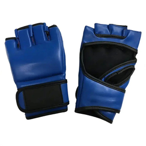 Guantes de MMA Azules de Medio Dedo, Piel Sintética, Cierre de Velcro en la Muñeca, Unisex, Equipo de Entrenamiento de Artes Marciales - Product Image 5