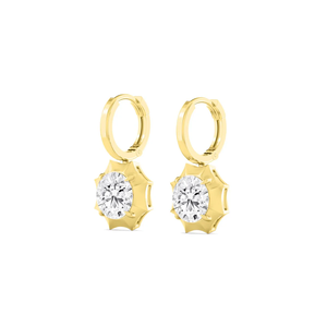 Pendientes de Aro Redondos con Diamantes de Laboratorio, Corte Georgiano, Estilo Vintage, Pendientes de Aro con Diamantes, Pendientes de Novia Dorados - Product Image 3