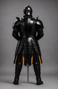 Conjunto Completo de Armadura Medieval 3D de Caballero, Acero Niquelado Negro, Estilo Antiguo, Coleccionable Artístico, Técnica de Fundición - Product Image 5