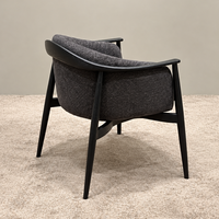 Fauteuil en bois rembourré en tissu brun foncé, chaise de salle à manger en bois massif pour restaurant, hôtel, café, mobilier commercial