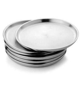 Assiette à dîner en acier inoxydable de qualité supérieure, durable, résistante à la rouille, finition miroir pour les repas quotidiens - Product Image 2