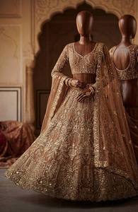 Vestido de Fiesta Vintage para Mujer, LAHENGA CHOLI DUPATTA, con Bordado de Lentejuelas y Red de Mariposa, Diseño VISHNU K, de Secado Rápido - Product Image 2