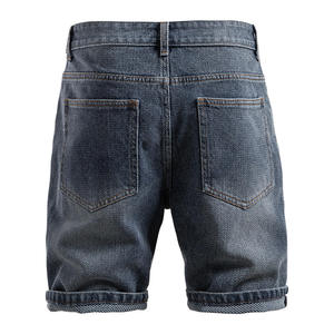 Pantalones Cortos Bermuda de Mezclilla Lavada de Cintura Alta para Hombre, Estilo Casual con Botones, de Algodón y Lona, Color Sólido, Transpirables - Product Image 4