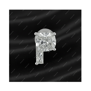 Boucles d'oreilles en argent sterling 925 plaqué or fin avec lettre initiale P en diamant de laboratoire certifié GIA IGI DEF VVS VS, cadeau pour lui ou elle - Product Image 1