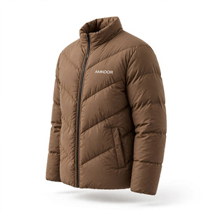 Veste matelassée à col montant pour homme, couleur personnalisée, en polyester épais, fermeture éclair, coupe-vent, poches, pour l'hiver - Product Image 5
