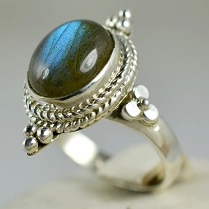 <b>Labradorite</b> <b>Ring</b> 925 Sterling Silver Handmade Boho Statement Promise Jewelry for Women Natural Oval Shape Gemstone Jewelry - Product Image 3