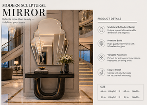Frameless Wall Mirror Arch Arched Design Decorative Mirror Bathroom Bedroom Living Room Modern Stylish Wall Mounted 24*26 Inch - Product Image 4
