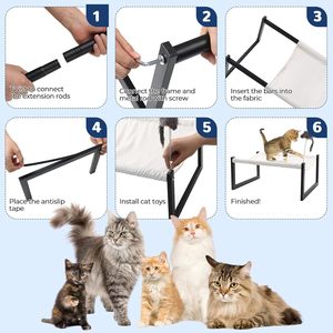 Elevated Cat <b>Bed</b> with 360° View - Rust-Proof Metal Frame, Removable Machine Washable Mattress (Thin), Includes Cat Toy - Product Image 6