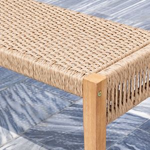 Mauricio panca giardino rovere dorato legno di Acacia mescolato con Rattan legato per cortili - Product Image 5