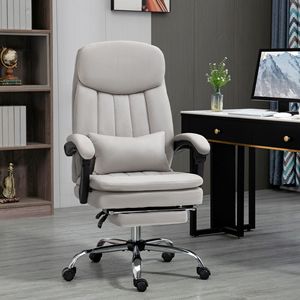 Poltrona da Ufficio Reclinabile con Massaggio e Supporto Lombare - Grigio Chiaro - Product Image 2
