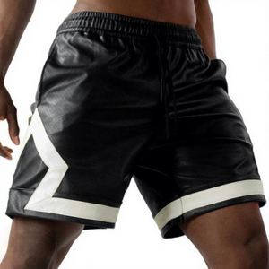 Men's Black Polyester Bermuda Shorts Mid Rise Drawstring Waist Quick Dry Sporty Style With Side Stripe Woven Fabric - Product Image 5