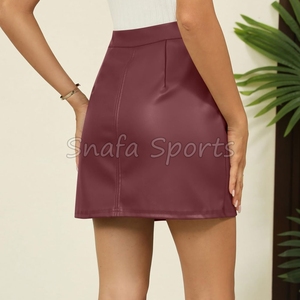 Mini-jupe en cuir pour femme, taille naturelle, coupe ajustée, style moulant, décontractée, pour club, rue, usage quotidien, longueur genou, antistatique - Product Image 2