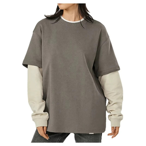 Washed <b>100</b>% Cotton Double Layer Hip Hop Men's Oversized Short Sleeve Distressed Eco-Friendly Plain T-<b>Shirt</b> - Product Image 6