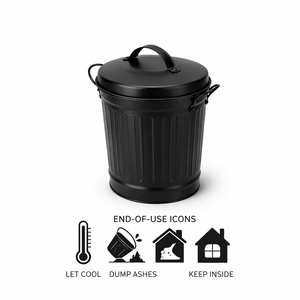 Seau à cendres pour foyer avec couvercle, petite poubelle galvanisée, bac de rangement, seau en métal pour foyer, foyer extérieur, poêle à bois - Product Image 6