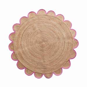 Tapis rond sur mesure, grand, festonné, 100% jute biologique, écologique, bohème, à poils ras, fait main, sur mesure - Product Image 4