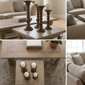 Ensemble de 4 chandeliers en bois de noyer foncé, porte-bougies à pilier, décoration traditionnelle pour la maison, centre de table de mariage - Product Image 3