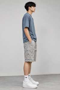 Men's <b>Grey</b> Blue Cotton Knitted Short Sleeve <b>T</b>-<b>Shirt</b> Printed O-Neck Regular Fit Casual Breathable Anti-Wrinkle - Product Image 2