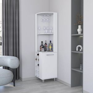 Mobile Bar Angolare Bianco con Portabicchieri e Portabottiglie per Uso Domestico o Commerciale - Product Image 1