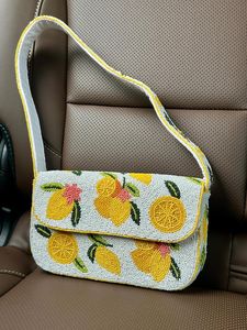 Sac à bandoulière artisanal en perles de verre avec motif floral, impression numérique, bordure orange, forme personnalisée, fleurs roses et feuilles vertes, idéal pour les voyages - Product Image 6