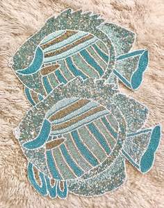 Set de table perlé en forme de coquillage, perles de verre or et blanc, pour décoration de table de mariage à la plage, motif coquillage, fait main - Product Image 3