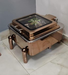 Stainless Steel Steam Table <b>Buffet</b> <b>Server</b> Steam Heating Eco Mode Catering Hotel Use Gold PVD Indian Home Crafts - Product Image 2
