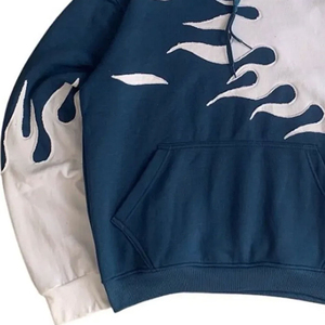Sudadera con Capucha Oversize para Hombre al por Mayor, Estampado de Llamas con Bloques de Color, Manga Raglán, Ropa Casual de Otoño, 100% Algodón FRENCH TERRY - Product Image 4