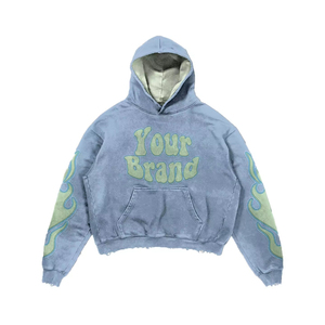 Custom 100% Organic Cotton Heavyweight Winter Men’s Streetwear Cropped Pullover Hoodie with Vintage Distress, Streetwear Fashion - Product Image 1