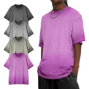เสื้อยืดโอเวอร์ไซส์ผู้ชายทรงหลวม ล้างสีแบบแอซิด แขนสั้น คอกลม สีพื้น สไตล์สตรีทแวร์ ผ้าฝ้าย 100% ราคาโรงงาน รับผลิตแบบ ODM OEM - Product Image 4