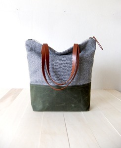 Sac fourre-tout en cuir et toile, broderie ouverte, imperméable, durable, sac à bandoulière, sac de voyage, sac de travail, sac de shopping, grande capacité LCTB-0029 - Product Image 1