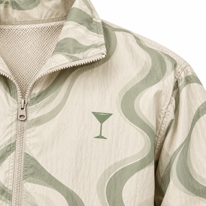Veste coupe-vent pour homme, beige sauge, imprimé tourbillon, fermeture éclair intégrale, col montant, légère, décontractée, sportswear, streetwear, veste d'extérieur - Product Image 4