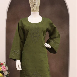 Conjunto de Cordón de Algodón Semibordado para Mujer, Estilo Moderno, para Salwar Kameez, Ideal para Fiestas, Bodas y Diwali - Product Image 1