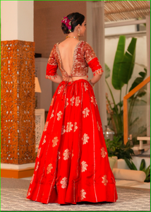 ชุดเลเฮนกาแบบดั้งเดิมพร้อมเสื้อคลุม รุ่น Rust Rakhtim สวยงาม ทันสมัย เหมาะสำหรับงานแต่งงาน คอลเลคชั่นเลเฮนกาโชลี - Product Image 5