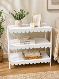 Modern white metal 3 tier shelf with open slat design folding storage shelf ideal design for <b>bathroom</b> <b>kitchen</b> storage use - Product Image 4