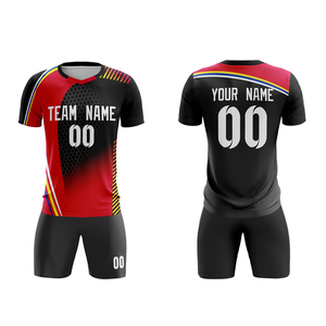 Custom Soccer Uniform Football Jersey Set Quick Dry <b>Polyester</b> Teamwear Short Sleeve Sports Kit - Product Image 1