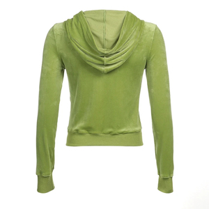 Veste à capuche courte zippée en velours pour femme, pantalon long, style Y2K, sweat-shirt décontracté avec poches, tenue de détente automne-hiver - Product Image 6