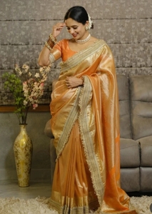 Sari indio de tela Banarasi estilo Bollywood - Product Image 2