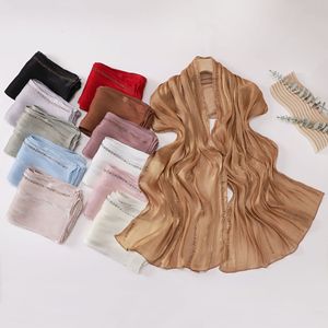 Hijab scintillant pour femmes, châle d'été léger et tendance en modal et soie froissée avec organza orné de strass - Product Image 2