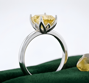 Bague solitaire fantaisie en diamant jaune rectangulaire radiant cultivé en laboratoire pour femme, idéale pour les fiançailles, les mariages et les propositions de mariage - Product Image 3