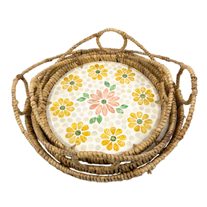 ถาดเสิร์ฟ MDF ทำด้วยมือพร้อมคาปิสแบบฝังดอกไม้หรูหราลวดลายดอกไม้สำหรับใช้ในบ้าน - Product Image 6