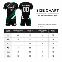 Set Jersey Sepak Bola 100% Poliester dengan Cetak Transfer Panas Kustom Hitam Biru Oranye Leher Tinggi Lengan Pendek Ringan Jaring Penyerap Kelembapan