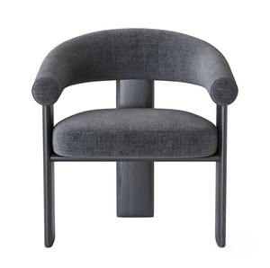 เก้าอี้ทานอาหารหุ้มเบาะสไตล์โมเดิร์น ขาไม้ เบาะและพนักพิงผ้า - Product Image 1