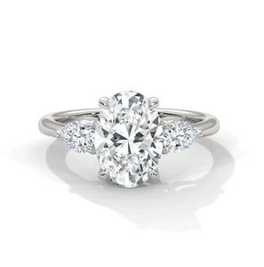 Three Stone Moissanite <b>Engagement</b> <b>Ring</b> Pear Cluster <b>Nature</b> <b>Inspired</b> Elegant Design 925 Silver Bezel Setting IGI Certified - Product Image 1