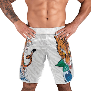 กางเกง MMA ยูนิเซ็กซ์ ลายพิมพ์ Tiger Wave แบบ Sublimation ผ้าโพลีเอสเตอร์ ยืดหยุ่น น้ำหนักเบา แห้งเร็ว สำหรับฝึกซ้อมศิลปะการต่อสู้แบบผสมผสาน ทรงหลวม - Product Image 3
