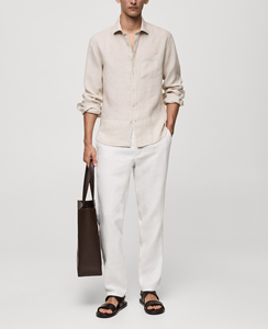 Vente Directe Usine Offre Spéciale 2026 Service OEM Personnalisé Chemise Homme 100% Lin Français Coupe Classique Manches Longues Plusieurs Couleurs Disponibles - Product Image 3