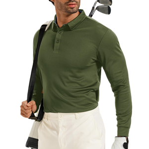 Polo à manches longues de haute qualité pour hommes, 100% coton, coupe classique, confortable, décontracté, respirant, couleur unie, polos pour hommes - Product Image 6