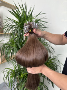 Extensiones de Cabello Humano Liso Sedoso y Brillante Color Castaño Claro, Doble Trama a Máquina, Cabello Humano Liso Extremo de Doble Trama - Product Image 4