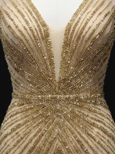 Vestido de Noche de Lujo al por Mayor con Cuentas Hechas a Mano, Manga Casquillo, Tul, Corte A, Vestido de Fiesta Formal para Mujer con Bordado de Perlas - Product Image 4