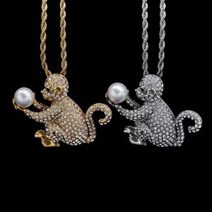 Collar con Colgante de Moda de Lujo con Incrustaciones de Moissanita Estilo Hip Hop para Hombres y Mujeres, Colección de Joyería para Fiestas - Product Image 3
