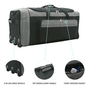 High Quality Large Capacity <b>Rolling</b> Duffel <b>Bag</b> with Adjustable Strap Black Gray Polyester Travel Gym <b>Bag</b> Unisex Casual Style - Product Image 6